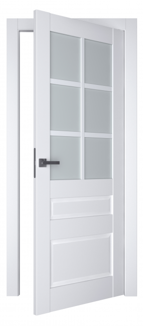Двери модель 607 Белый мат (застекленная)