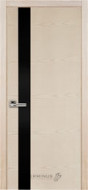 Межкомнатная дверь 21 ясень Crema (с черным стеклом)